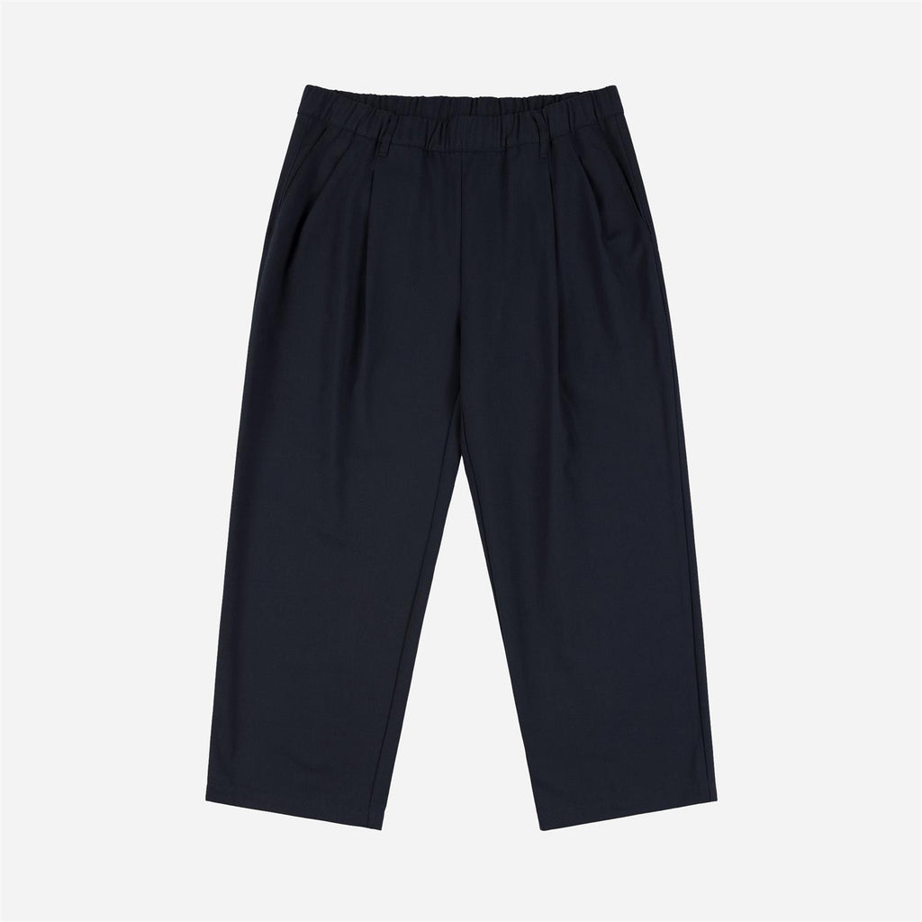 Pleated Twill Pants - Charcoal Blue