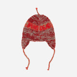 Alpaca Knit Ear Flap Beanie - Red Multi