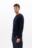 Roald Wool Cotton Rib Sweater - Dark Navy