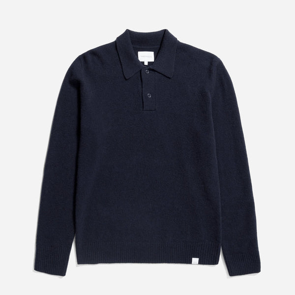 Norse Standard Merino Lambswool Polo - Dark Navy