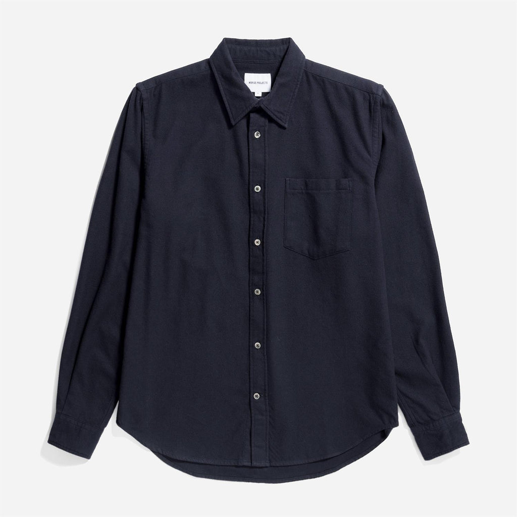 Osvald Organic Flannel Shirt - Dark Navy