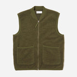 Zip Waistcoat - Olive Wool Fleece