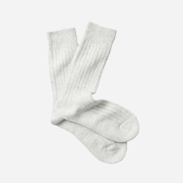 Cotton Wool Ribbed Crew Socks - Ash Grey