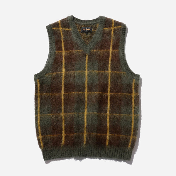 Check Vest Mohair - Green