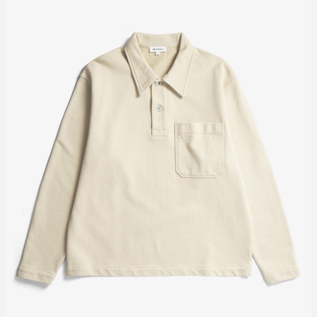 Fraser Relaxed Organic Loopback LS Polo - Oatmeal