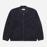 Zip Bomber - Navy Wool Fleece