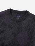 Mohair Argyle Knit Sweater - Dark Purple