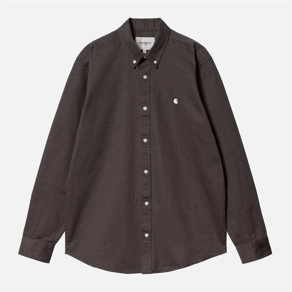 L/S Madison Shirt - Charcoal/White