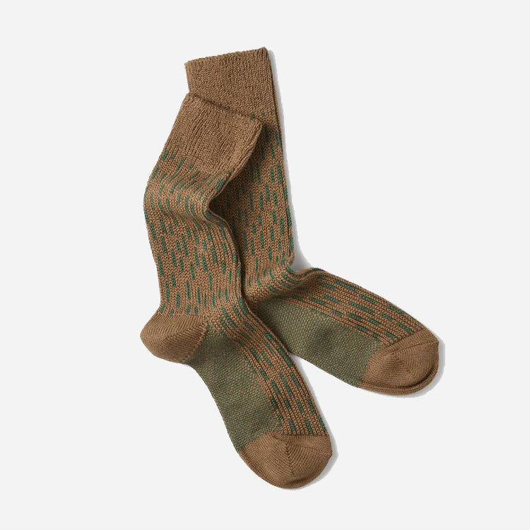 Rain Drop Crew Socks - Olive Drab/Green