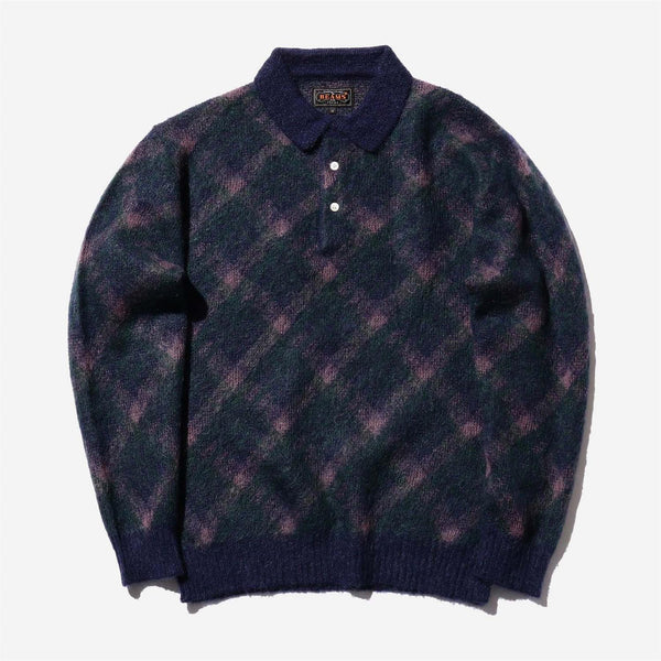 Knit Polo Argyle Shaggy - Navy