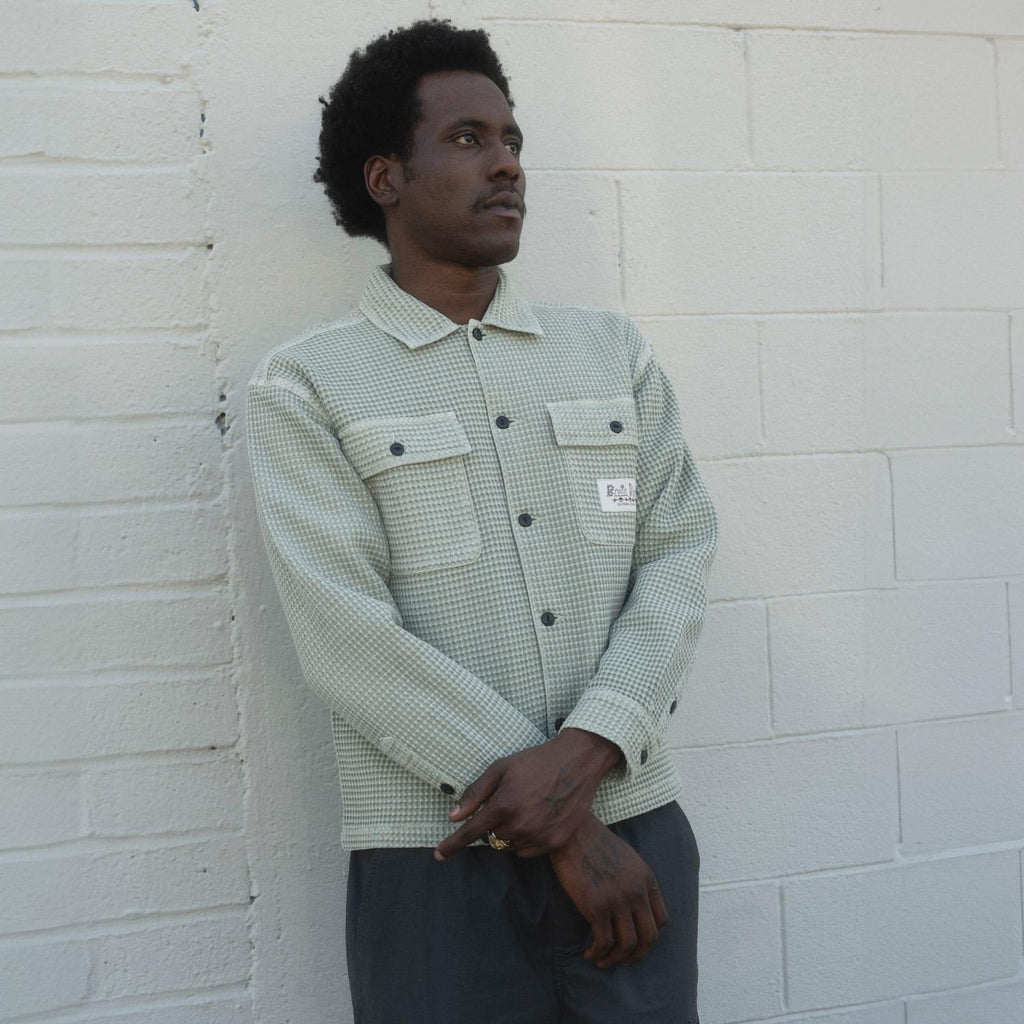 Waffle Button Front Shirt - Stone