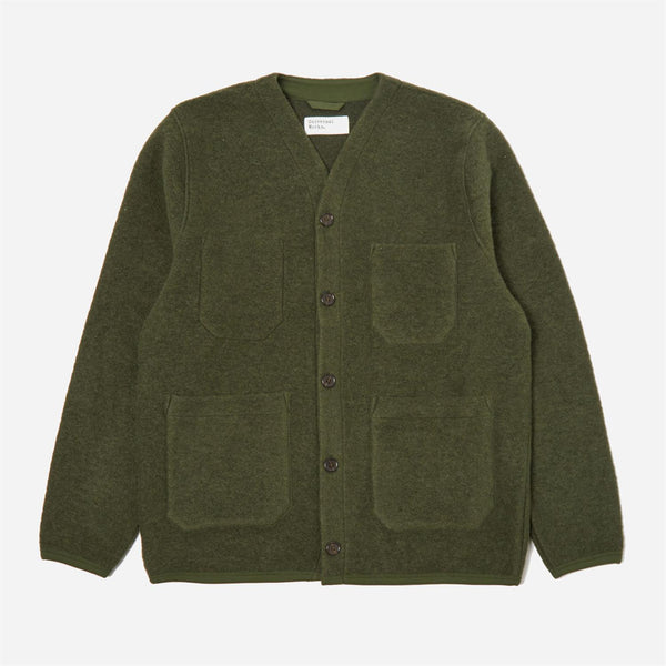 Cardigan - Olive Wool Fleece