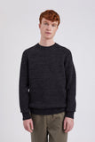 Roald Wool Cotton Rib Sweater - Dark Grey Melange