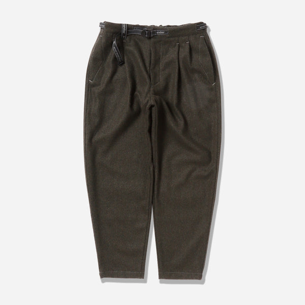 REWOOL tweed tapered pants - khaki