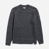 Roald Wool Cotton Rib Sweater - Dark Grey Melange