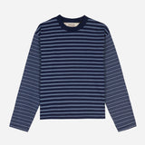 Multi Stripe LS Mockneck T-shirt - Indigo