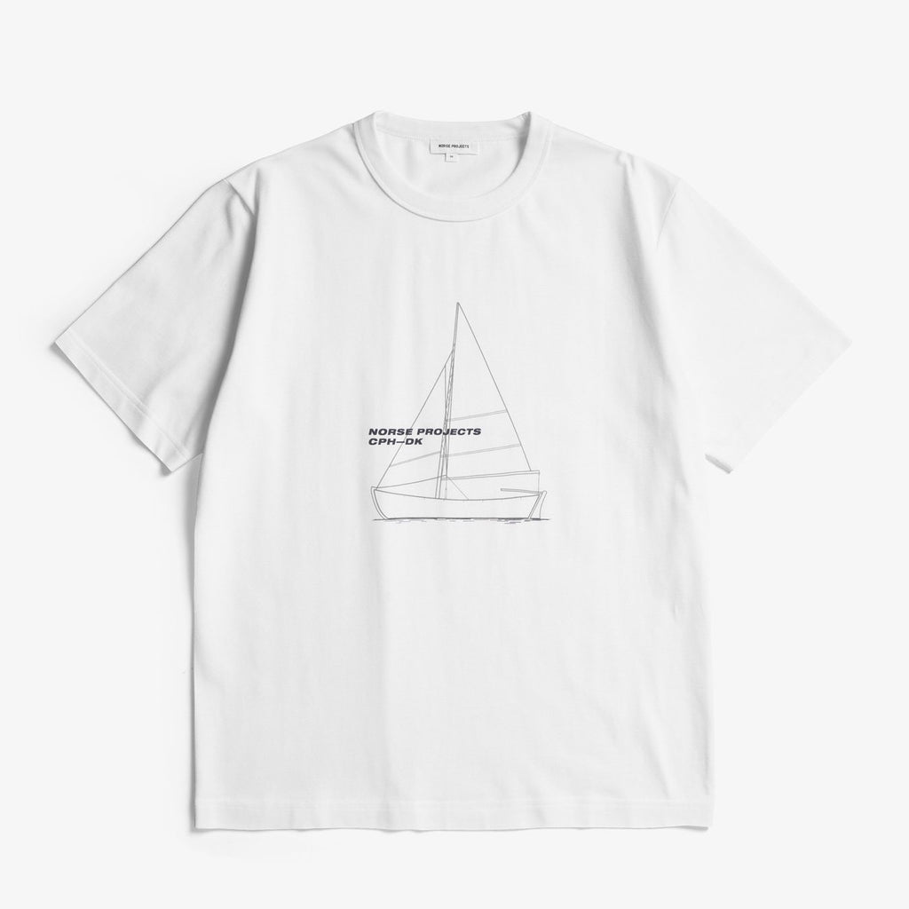 Holger Organic Boat Print T-Shirt - White