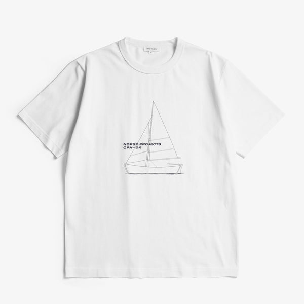 Holger Organic Boat Print T-Shirt - White