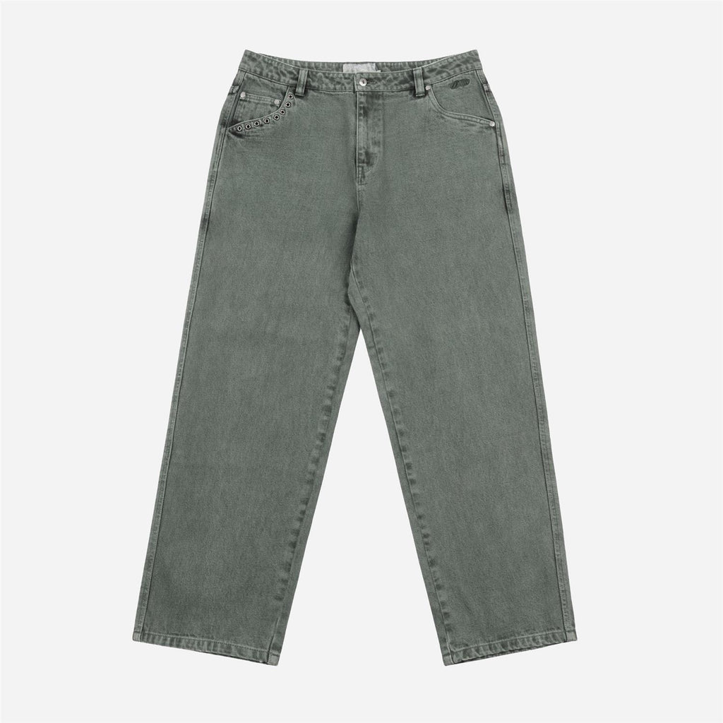 Classic Relaxed Denim Pants - Faded Green