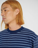 Multi Stripe LS Mockneck T-shirt - Indigo