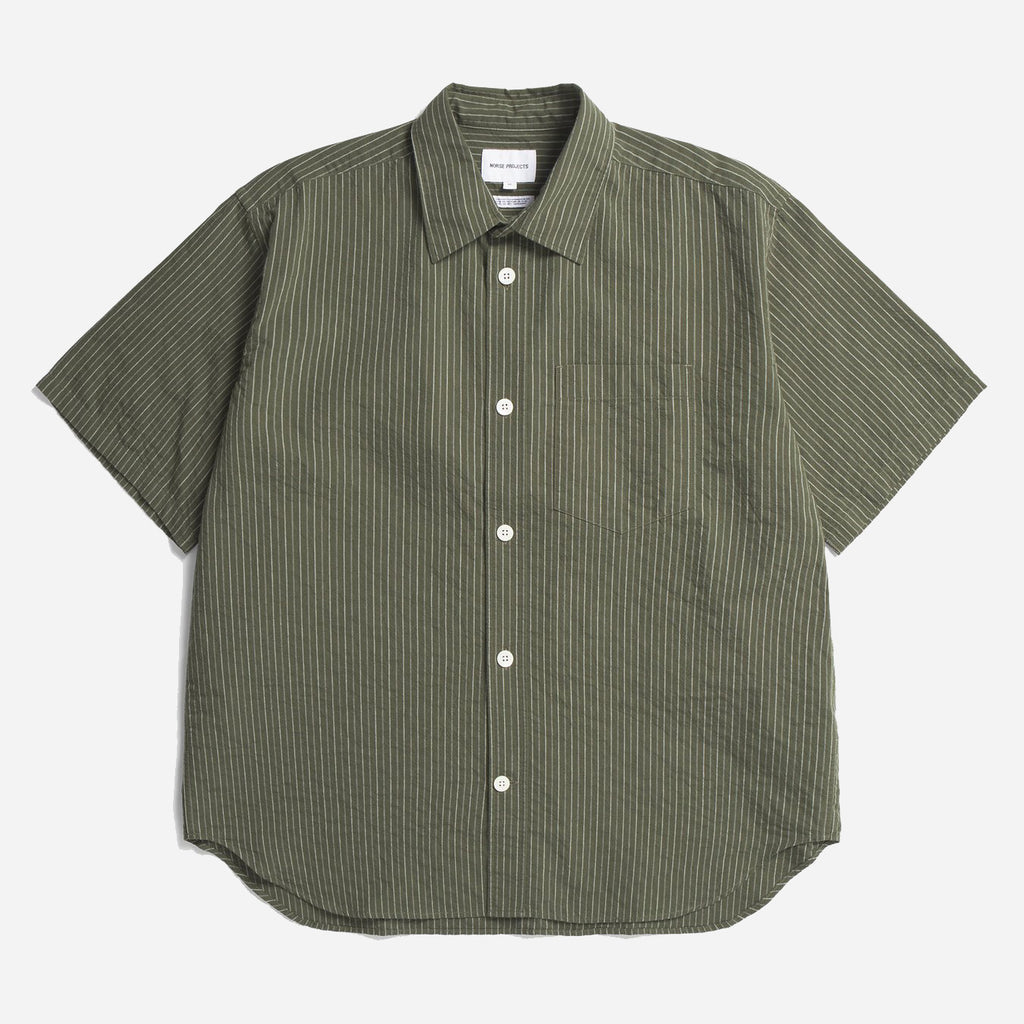 Mo Oversized Stripe SS Shirt - Moss Green