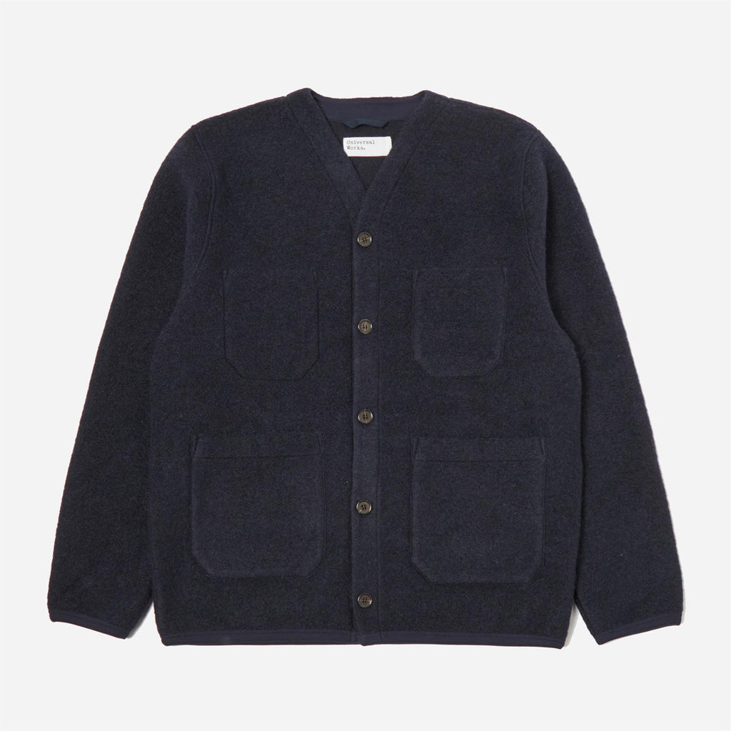 Cardigan - Navy Wool Fleece