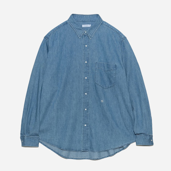 Regular Collar Light Denim Shirt - Indigo