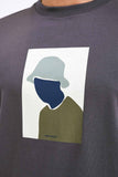 Johannes Organic Bucket Hat Print T- shirt- Magnet Grey