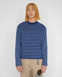 Multi Stripe LS Mockneck T-shirt - Indigo