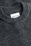 Roald Wool Cotton Rib Sweater - Dark Grey Melange