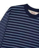 Multi Stripe LS Mockneck T-shirt - Indigo