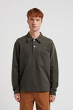 Fraser Relaxed Organic Loopback LS Polo - Black Olive