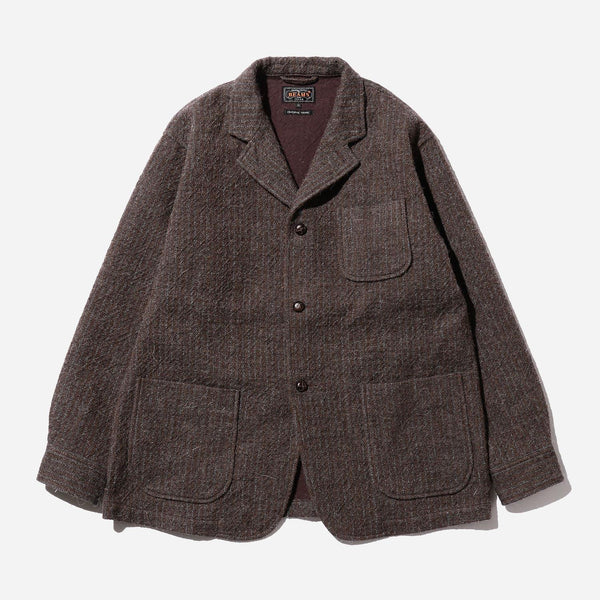 4B Cuffs Jacket Alpaca Tweed - Brown Stripe