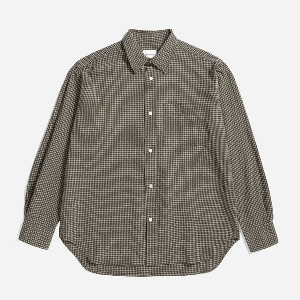 Mo Check Oversized Shirt - Taupe