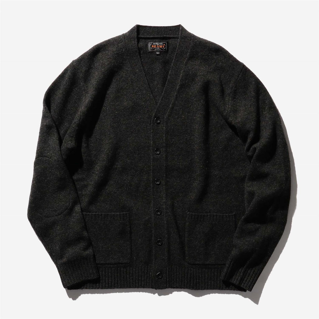 Cardigan Elbow Patch 7G - Charcoal