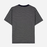 Zig Zag Stripe Short Sleeve Mockneck T - Black