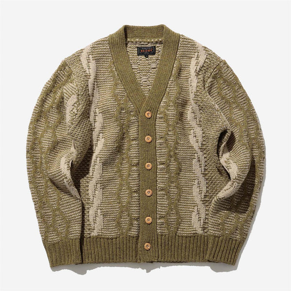 Cardigan Heavy Cable Pattern - Olive